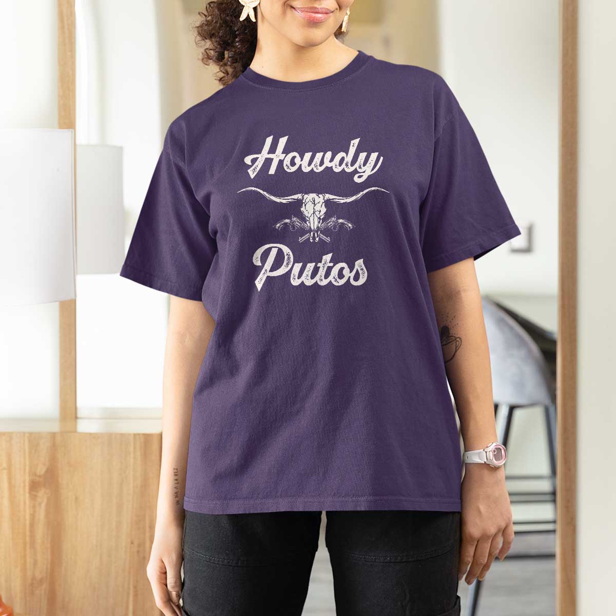 Howdy Putos T Shirt For Women Western Cowboy Skull Outlaw Style