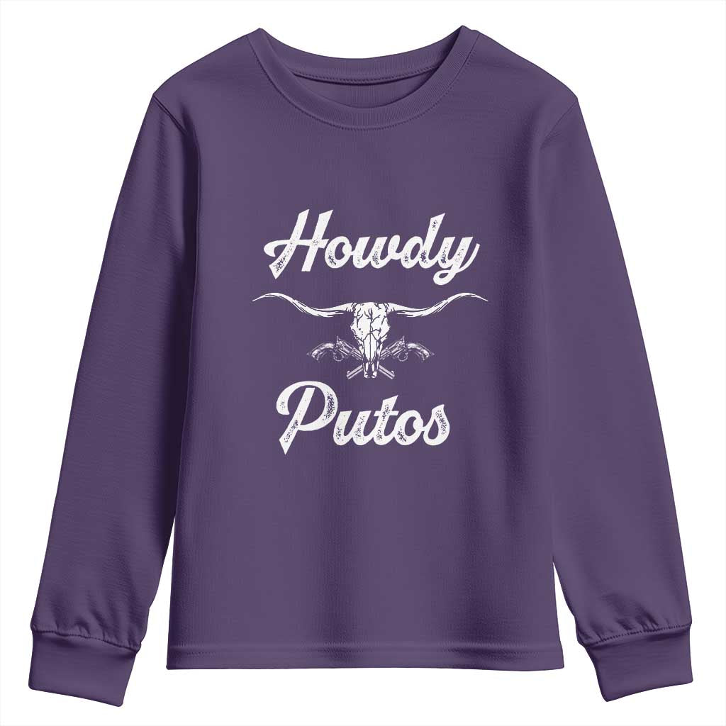 Howdy Putos Youth Sweatshirt Western Cowboy Skull Outlaw Style