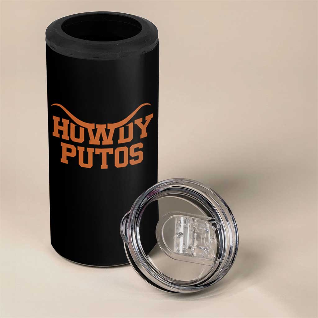 Howdy Putos 4 in 1 Can Cooler Tumbler Funny Western Cowboy Spanish Slang - Wonder Print Shop