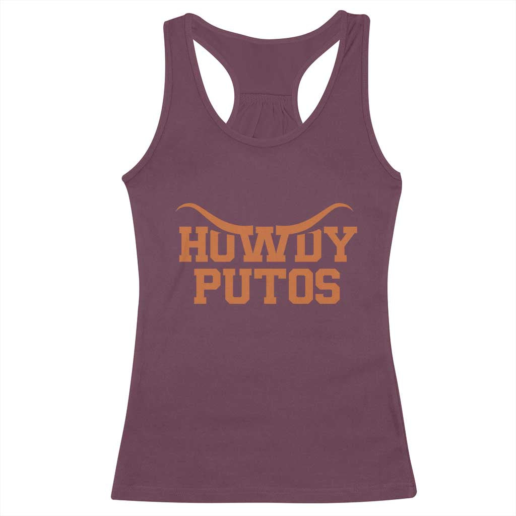 Howdy Putos Racerback Tank Top Funny Western Cowboy Spanish Slang - Wonder Print Shop