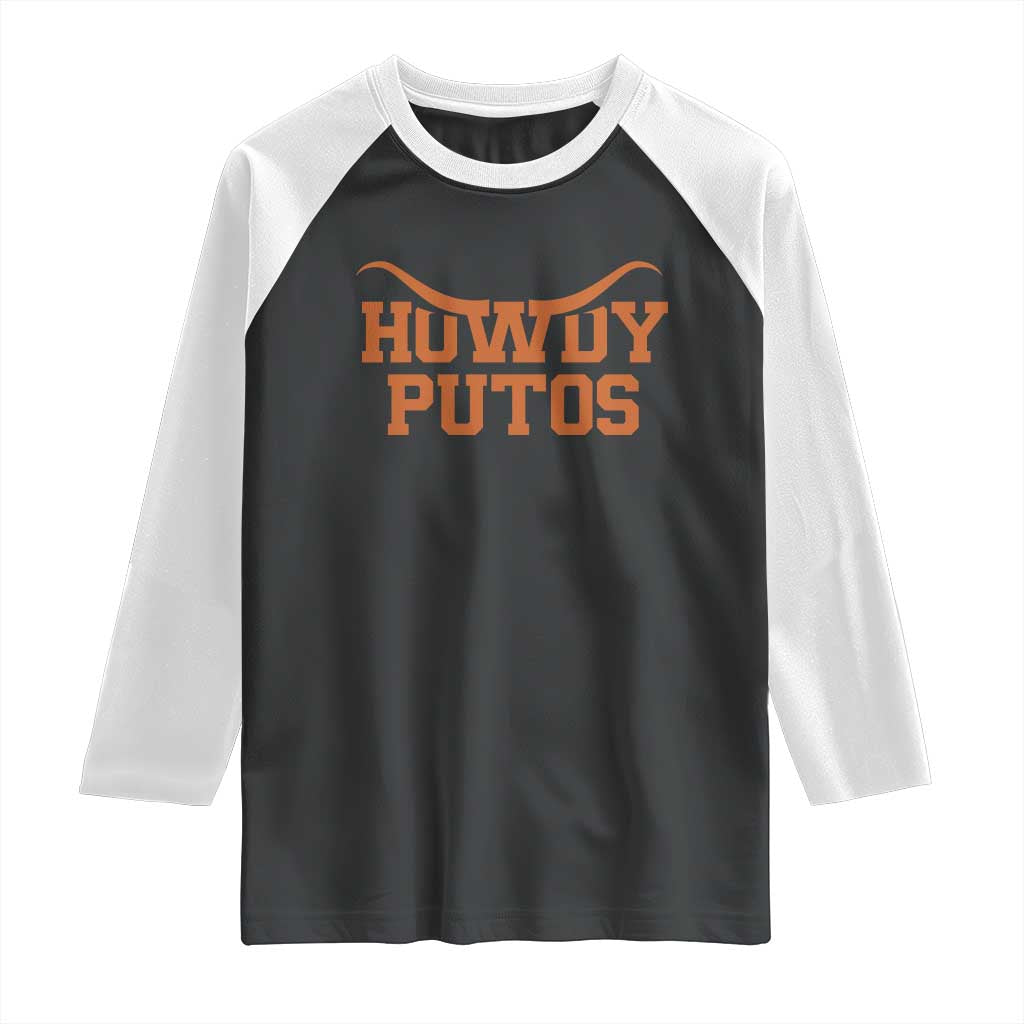 Howdy Putos Raglan Shirt Funny Western Cowboy Spanish Slang - Wonder Print Shop