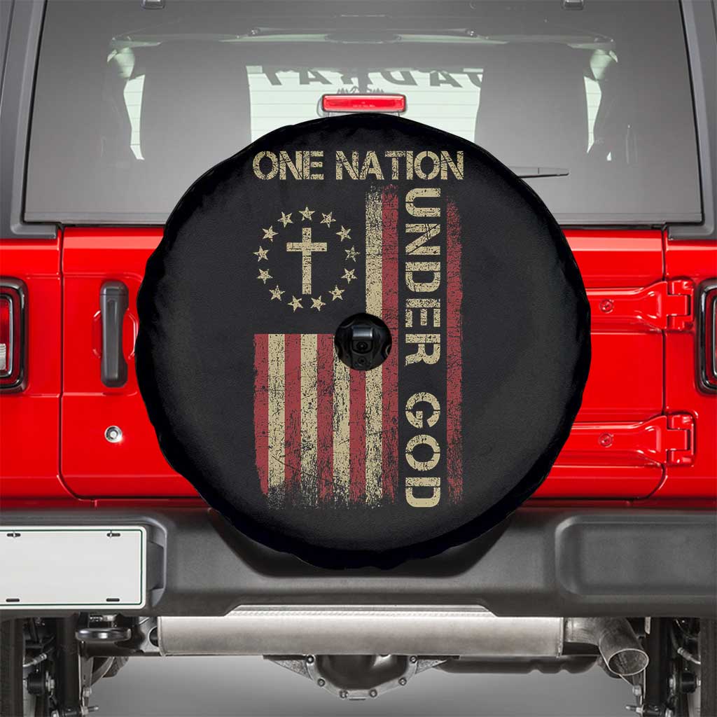 One Nation Under God Spare Tire Cover American Flag 4th Of July Patriotic Christian - Wonder Print Shop