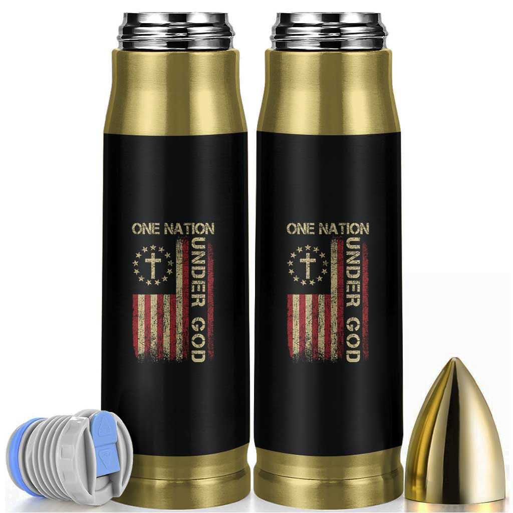 One Nation Under God Bullet Tumbler American Flag 4th Of July Patriotic Christian - Wonder Print Shop
