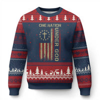 One Nation Under God Ugly Christmas Sweater American Flag 4th Of July Patriotic Christian - Wonder Print Shop