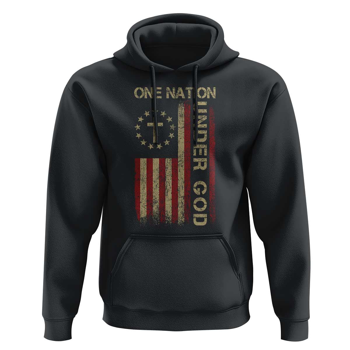 One Nation Under God Hoodie American Flag 4th Of July Patriotic Christian - Wonder Print Shop