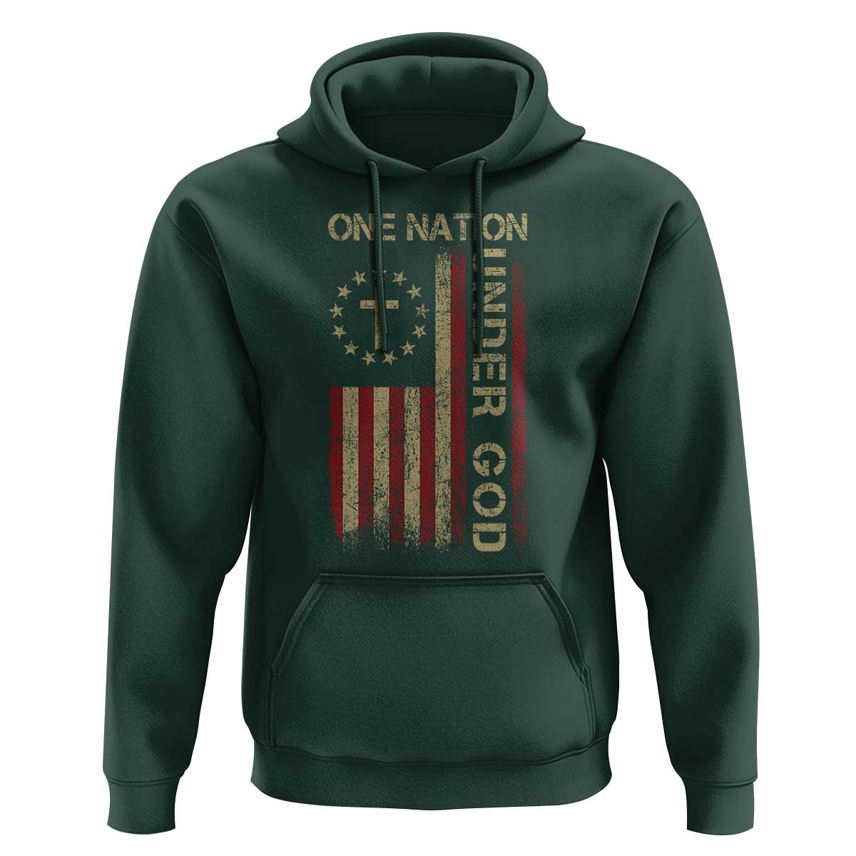 One Nation Under God Hoodie American Flag 4th Of July Patriotic Christian - Wonder Print Shop