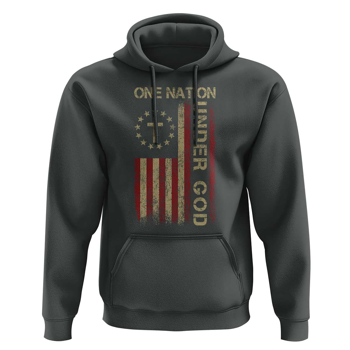 One Nation Under God Hoodie American Flag 4th Of July Patriotic Christian - Wonder Print Shop