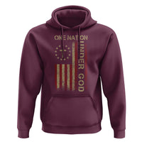One Nation Under God Hoodie American Flag 4th Of July Patriotic Christian - Wonder Print Shop