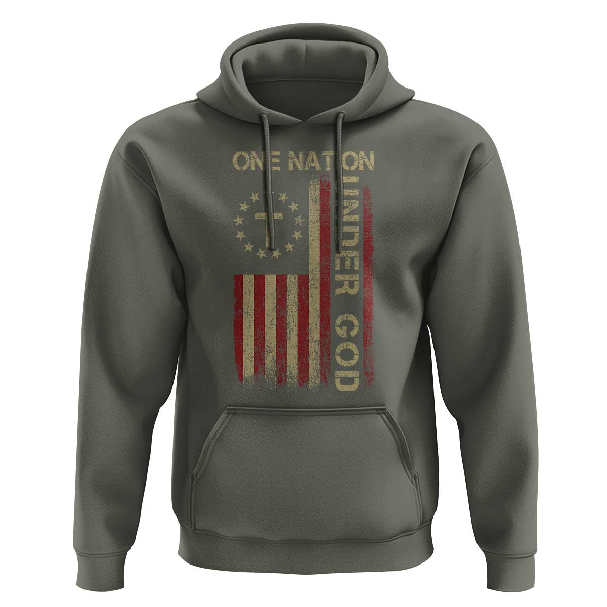 One Nation Under God Hoodie American Flag 4th Of July Patriotic Christian - Wonder Print Shop