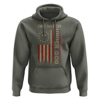 One Nation Under God Hoodie American Flag 4th Of July Patriotic Christian - Wonder Print Shop