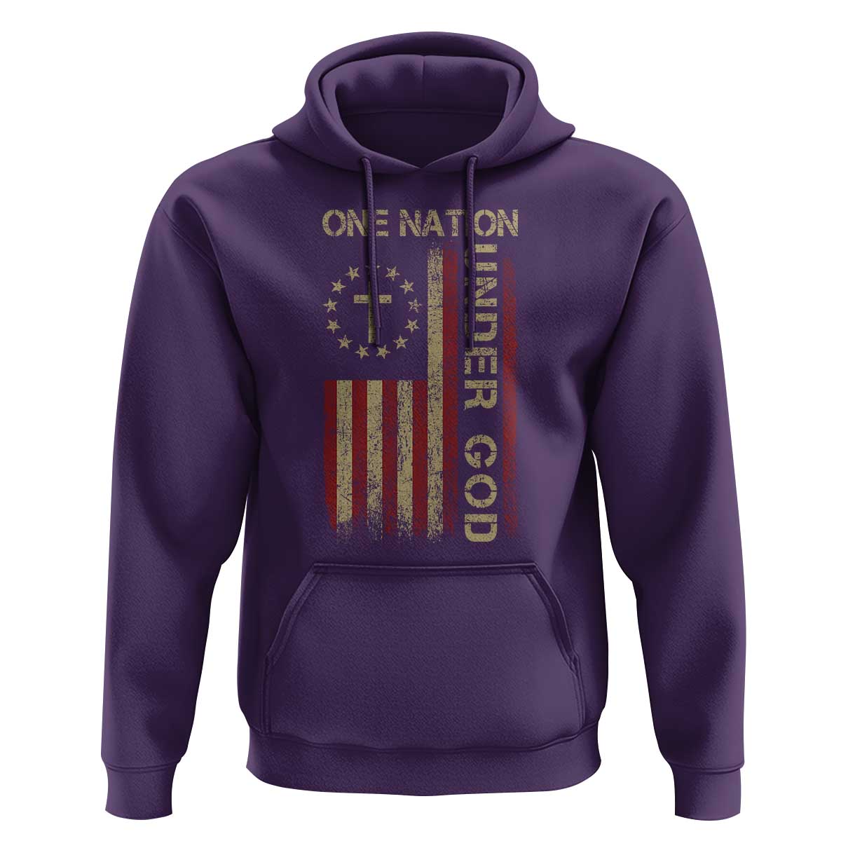 One Nation Under God Hoodie American Flag 4th Of July Patriotic Christian - Wonder Print Shop