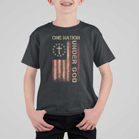One Nation Under God T Shirt For Kid American Flag 4th Of July Patriotic Christian - Wonder Print Shop