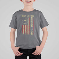One Nation Under God T Shirt For Kid American Flag 4th Of July Patriotic Christian - Wonder Print Shop