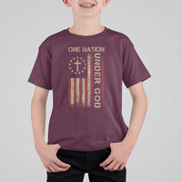 One Nation Under God T Shirt For Kid American Flag 4th Of July Patriotic Christian - Wonder Print Shop