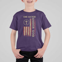 One Nation Under God T Shirt For Kid American Flag 4th Of July Patriotic Christian - Wonder Print Shop