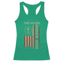One Nation Under God Racerback Tank Top American Flag 4th Of July Patriotic Christian - Wonder Print Shop