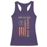 One Nation Under God Racerback Tank Top American Flag 4th Of July Patriotic Christian - Wonder Print Shop