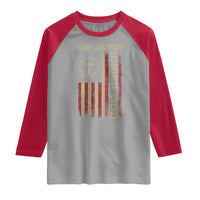 One Nation Under God Raglan Shirt American Flag 4th Of July Patriotic Christian - Wonder Print Shop