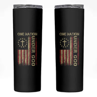 One Nation Under God Skinny Tumbler American Flag 4th Of July Patriotic Christian - Wonder Print Shop