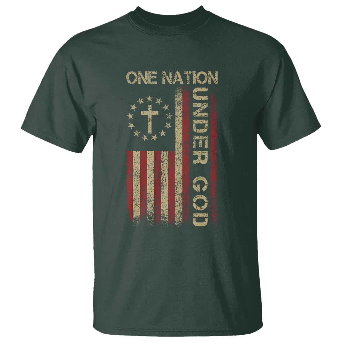 One Nation Under God T Shirt American Flag 4th Of July Patriotic Christian - Wonder Print Shop
