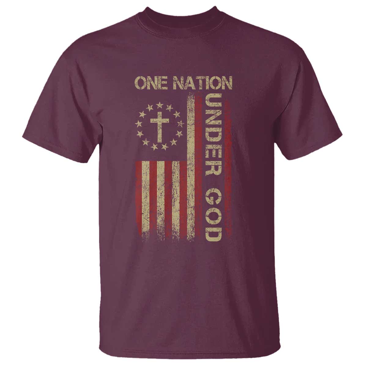 One Nation Under God T Shirt American Flag 4th Of July Patriotic Christian - Wonder Print Shop