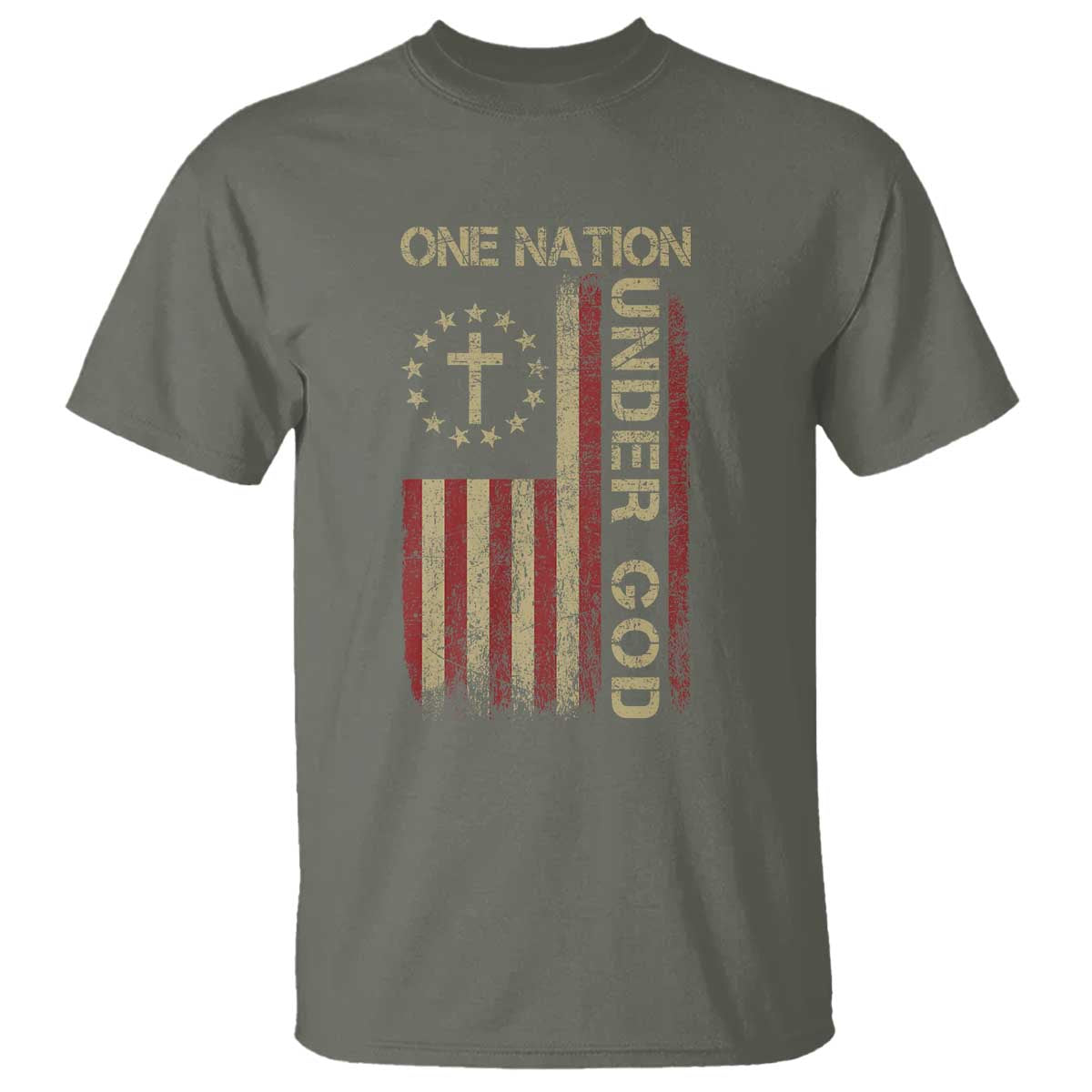One Nation Under God T Shirt American Flag 4th Of July Patriotic Christian - Wonder Print Shop