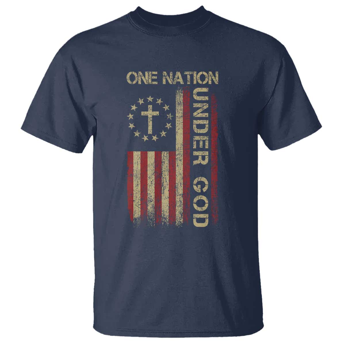 One Nation Under God T Shirt American Flag 4th Of July Patriotic Christian - Wonder Print Shop
