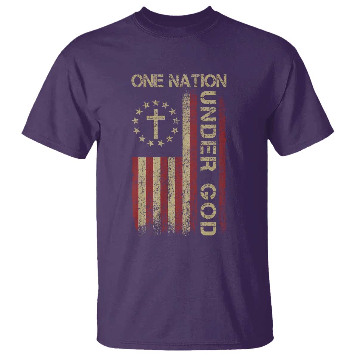 One Nation Under God T Shirt American Flag 4th Of July Patriotic Christian - Wonder Print Shop