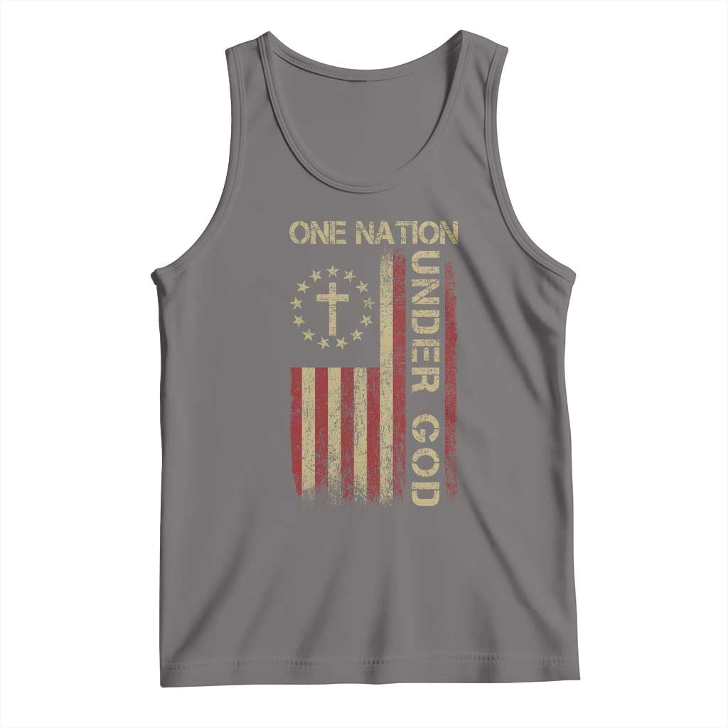 One Nation Under God Tank Top American Flag 4th Of July Patriotic Christian - Wonder Print Shop
