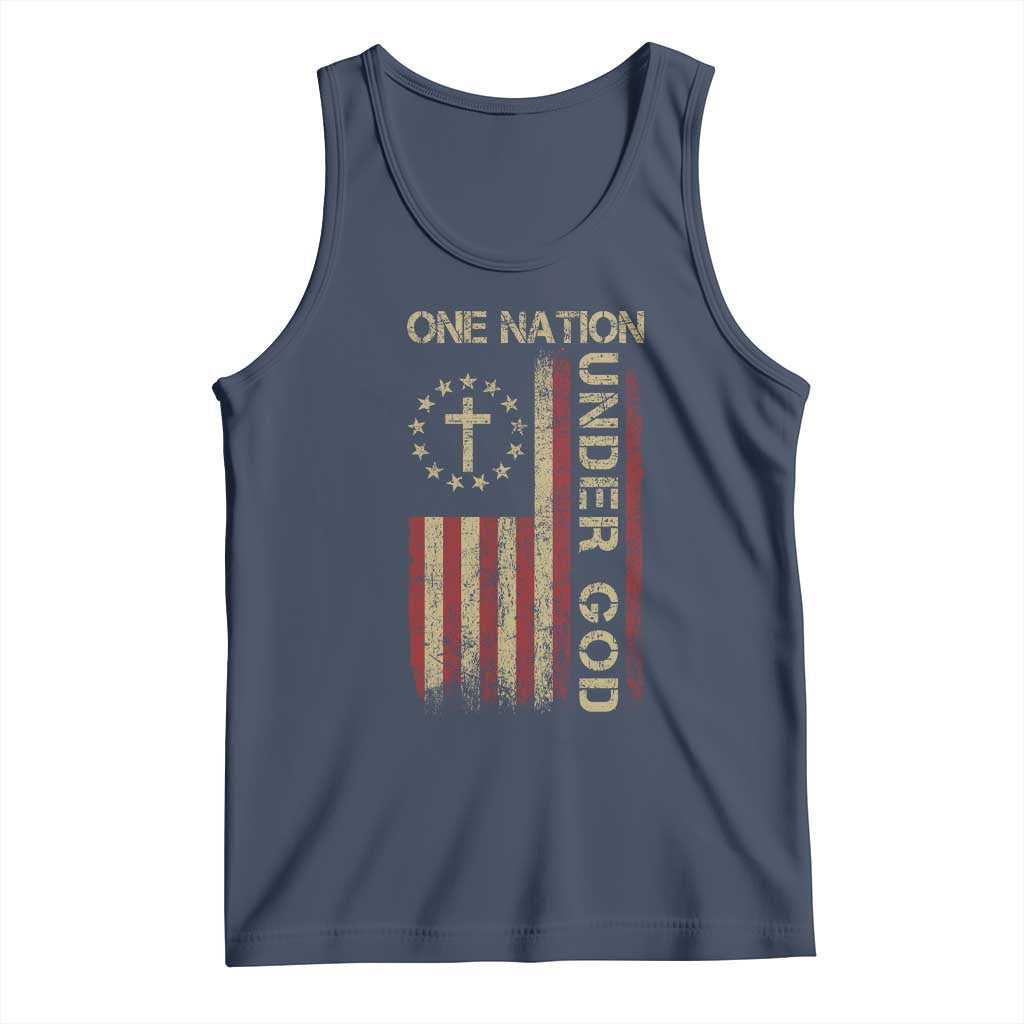 One Nation Under God Tank Top American Flag 4th Of July Patriotic Christian - Wonder Print Shop