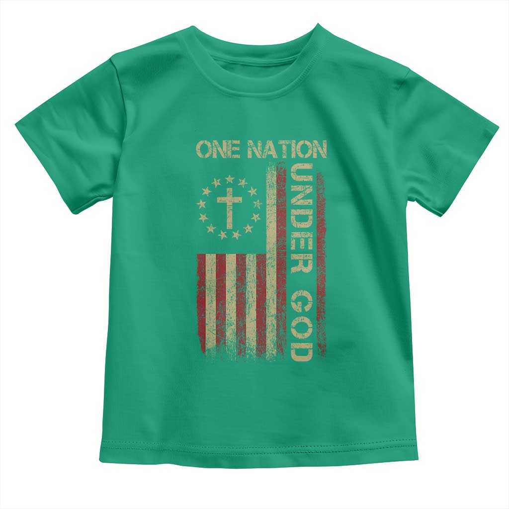One Nation Under God Toddler T Shirt American Flag 4th Of July Patriotic Christian - Wonder Print Shop