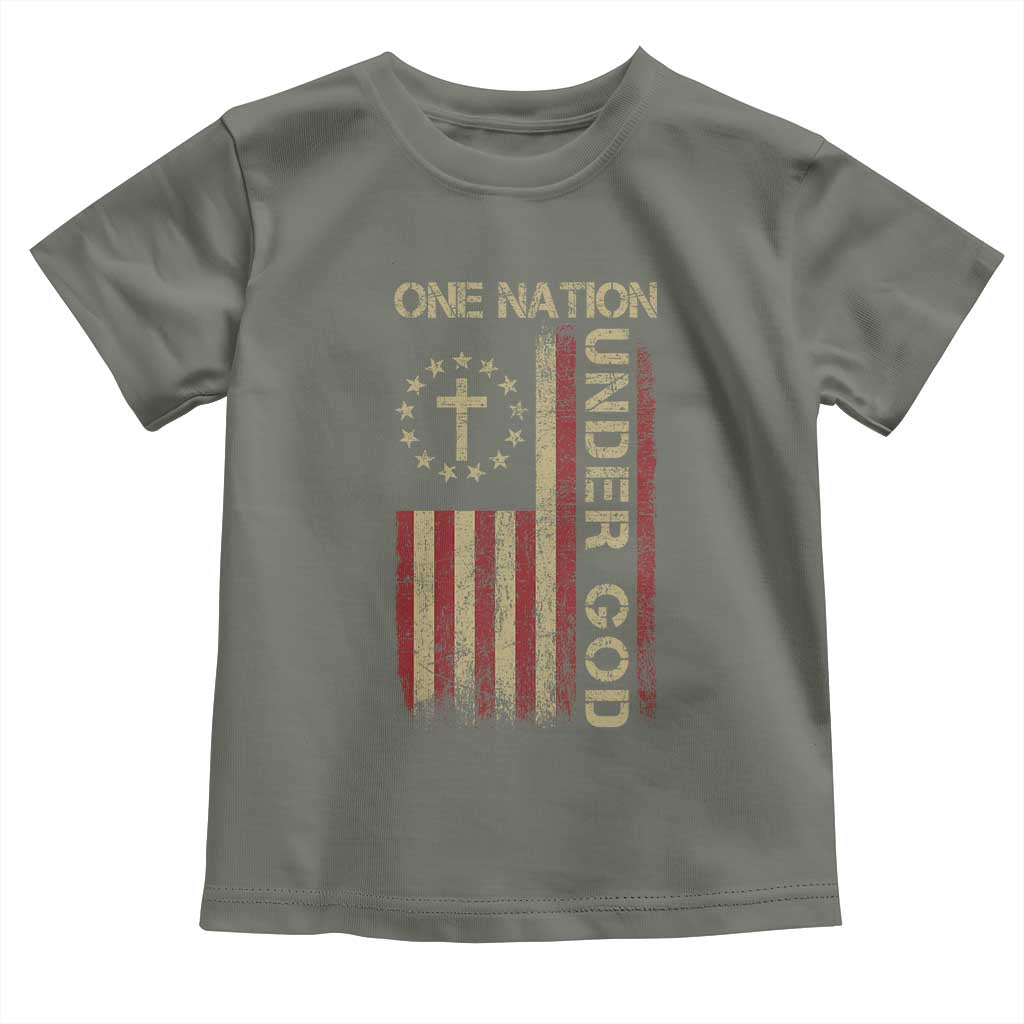 One Nation Under God Toddler T Shirt American Flag 4th Of July Patriotic Christian - Wonder Print Shop