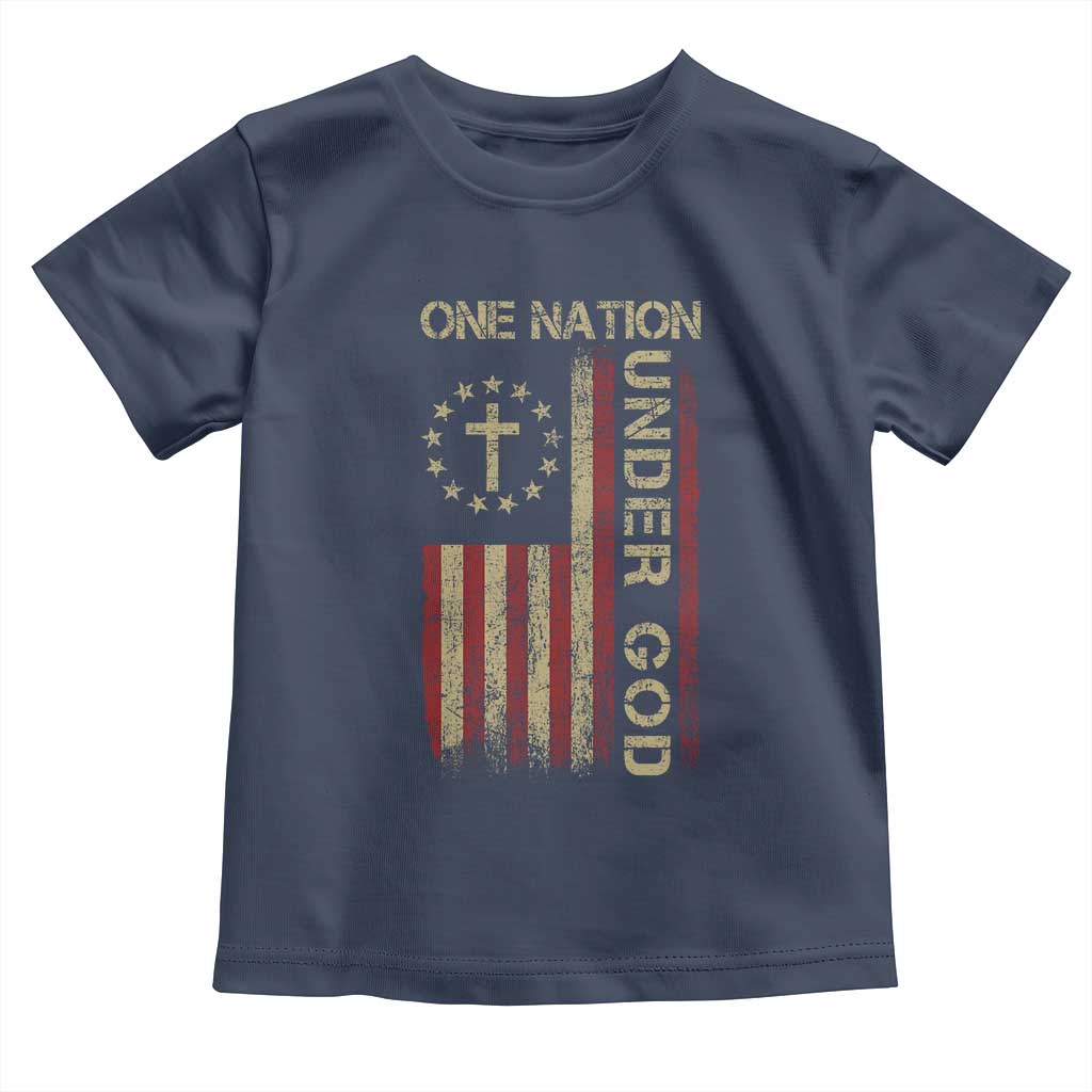 One Nation Under God Toddler T Shirt American Flag 4th Of July Patriotic Christian - Wonder Print Shop