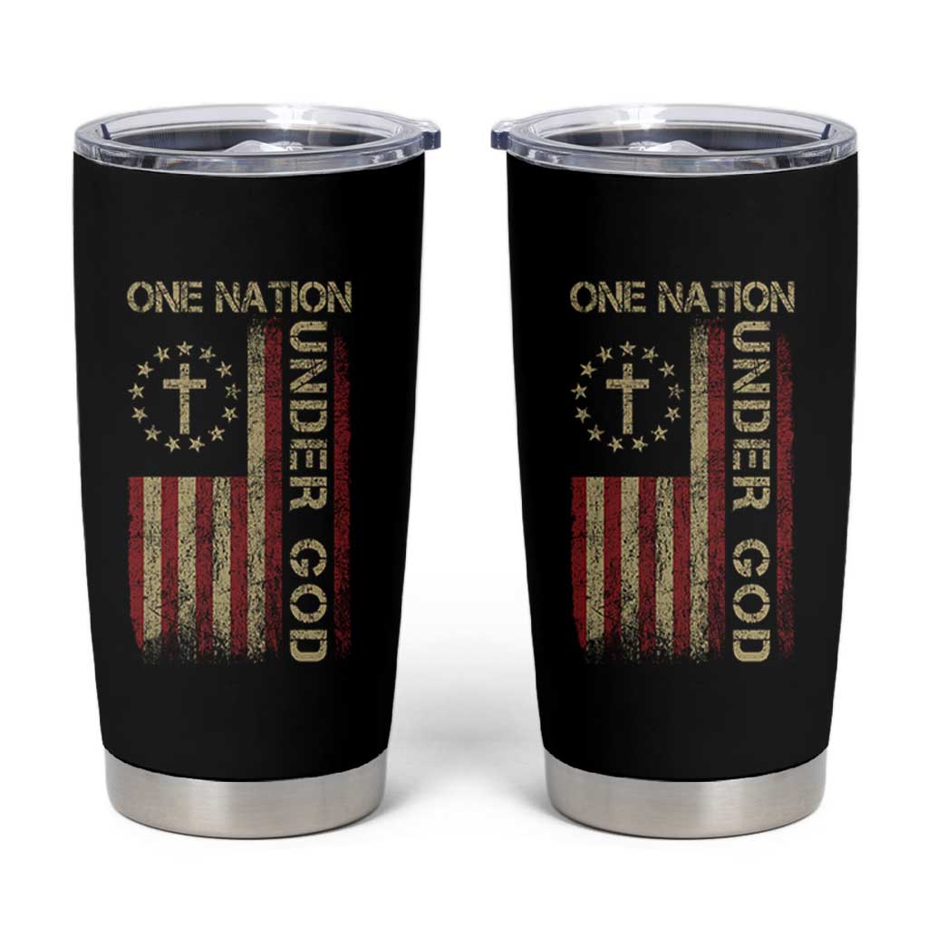 One Nation Under God Tumbler Cup American Flag 4th Of July Patriotic Christian - Wonder Print Shop