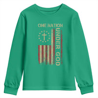 One Nation Under God Youth Sweatshirt American Flag 4th Of July Patriotic Christian - Wonder Print Shop