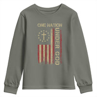 One Nation Under God Youth Sweatshirt American Flag 4th Of July Patriotic Christian - Wonder Print Shop
