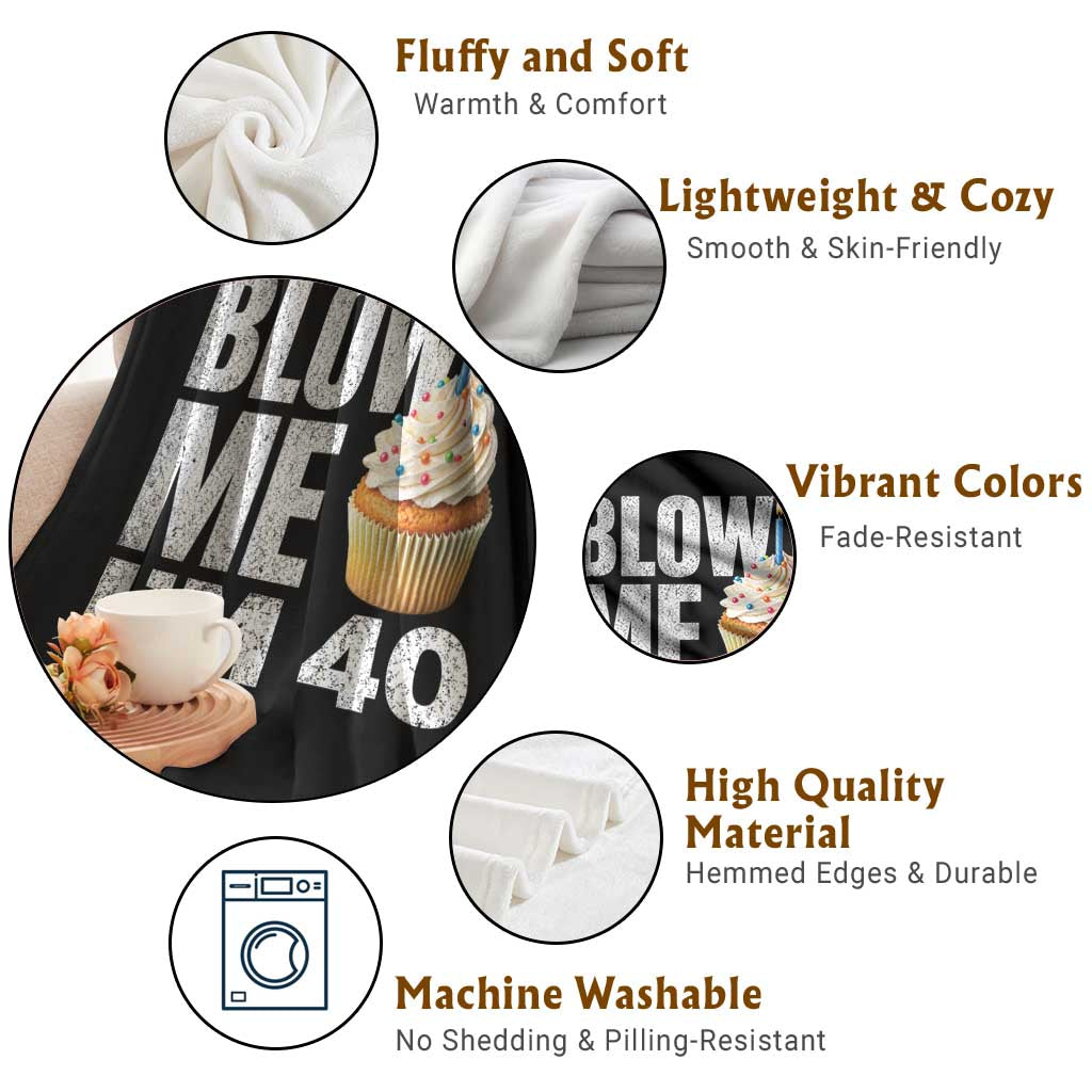 Funny 40th Birthday Throw Blanket Blow Me Im 40 Year Old Bday Gag Gift Saying