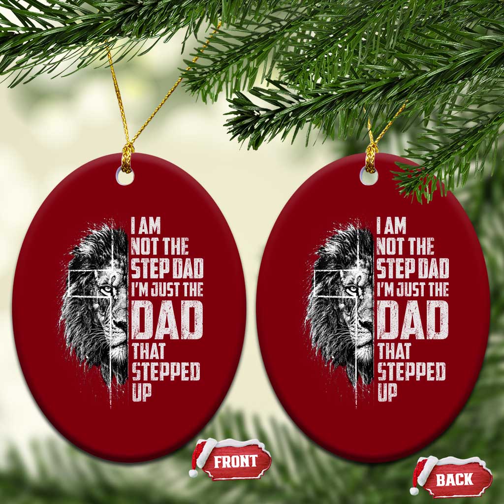 Bonus Dad Ceramic Ornament Stepdad Gifts From Stepdaughter Stepson Cross Lion Stepped Up Dad