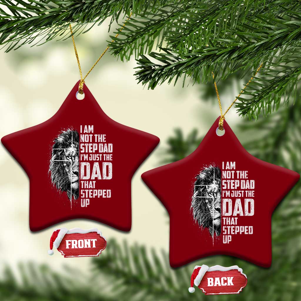 Bonus Dad Ceramic Ornament Stepdad Gifts From Stepdaughter Stepson Cross Lion Stepped Up Dad