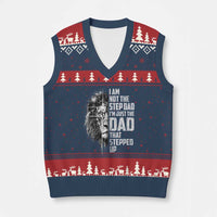 Bonus Dad V-Neck Knit Sweater Vest Stepdad Gifts From Stepdaughter Stepson Cross Lion Stepped Up Dad