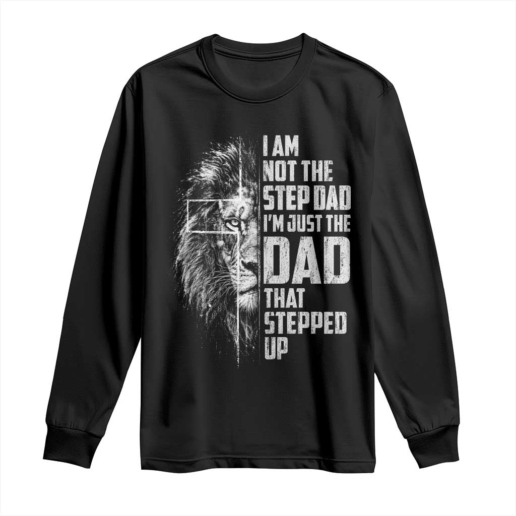 Bonus Dad Long Sleeve Shirt Stepdad Gifts From Stepdaughter Stepson Cross Lion Stepped Up Dad