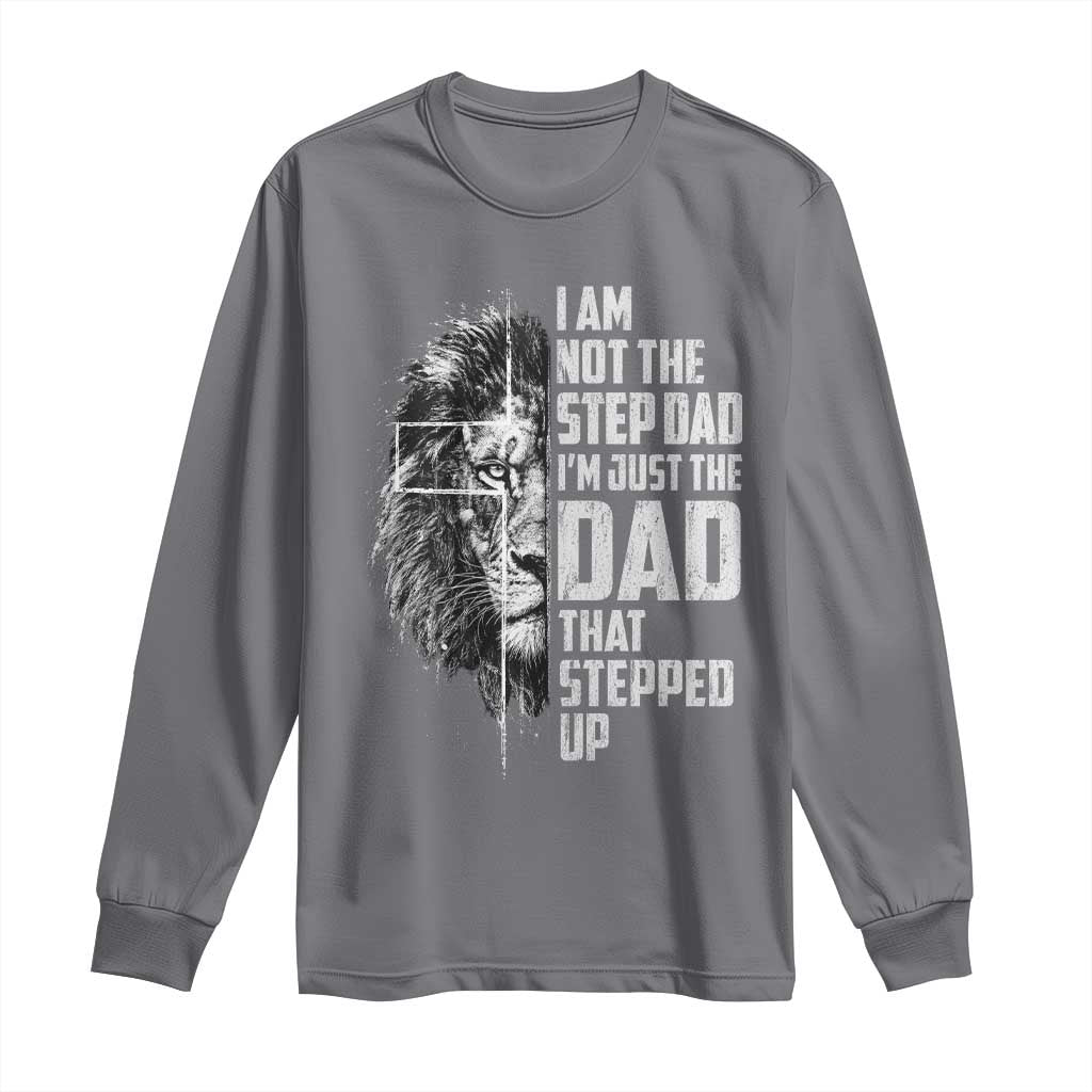 Bonus Dad Long Sleeve Shirt Stepdad Gifts From Stepdaughter Stepson Cross Lion Stepped Up Dad