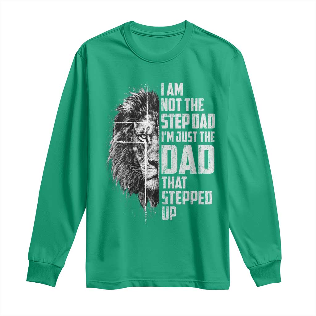 Bonus Dad Long Sleeve Shirt Stepdad Gifts From Stepdaughter Stepson Cross Lion Stepped Up Dad