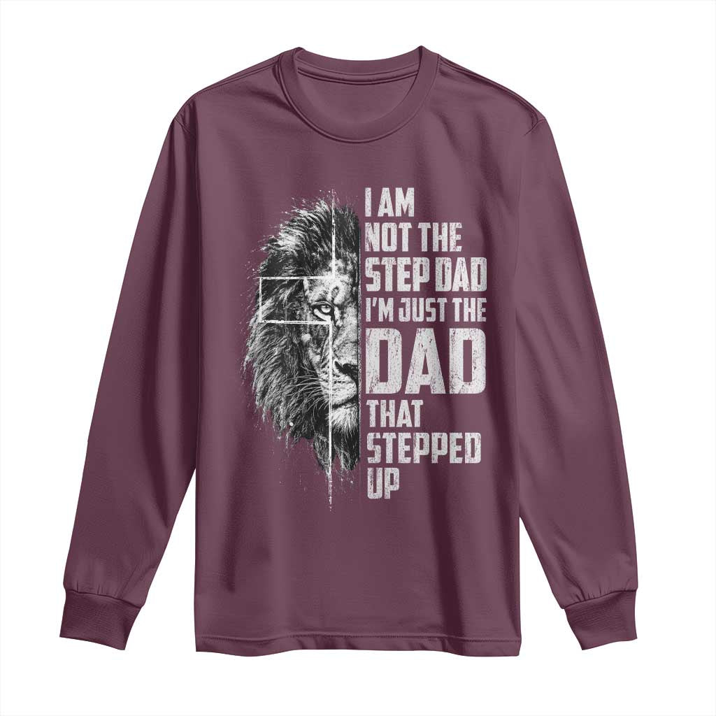 Bonus Dad Long Sleeve Shirt Stepdad Gifts From Stepdaughter Stepson Cross Lion Stepped Up Dad