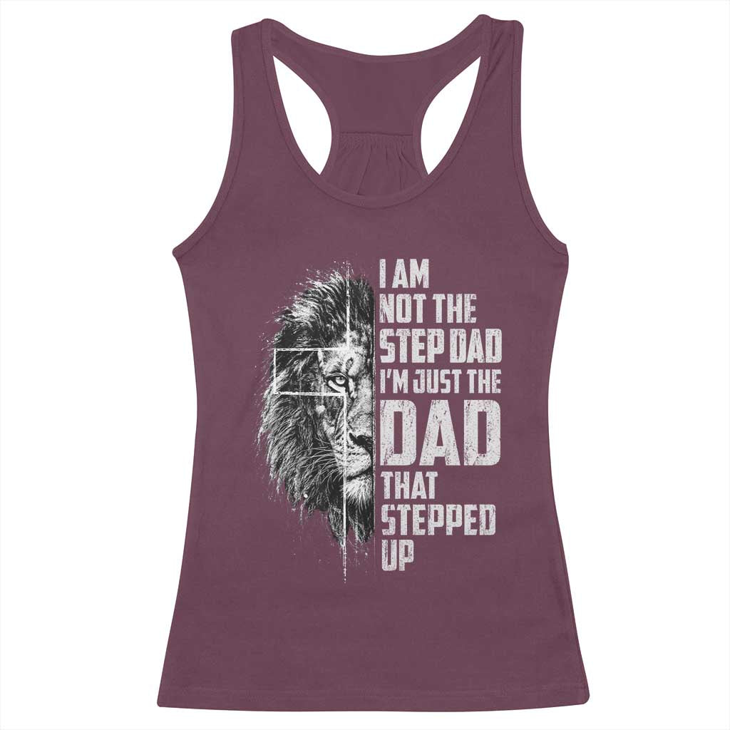 Bonus Dad Racerback Tank Top Stepdad Gifts From Stepdaughter Stepson Cross Lion Stepped Up Dad