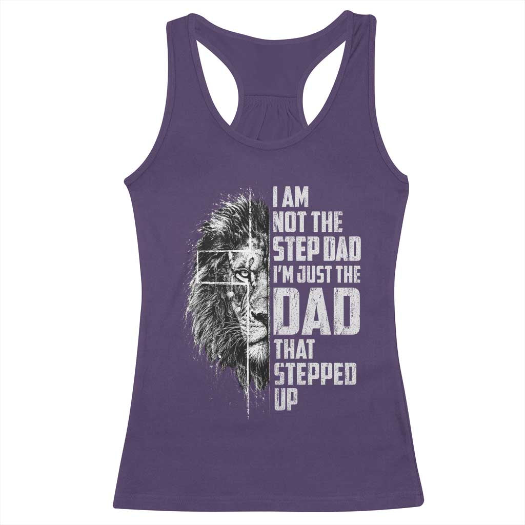 Bonus Dad Racerback Tank Top Stepdad Gifts From Stepdaughter Stepson Cross Lion Stepped Up Dad