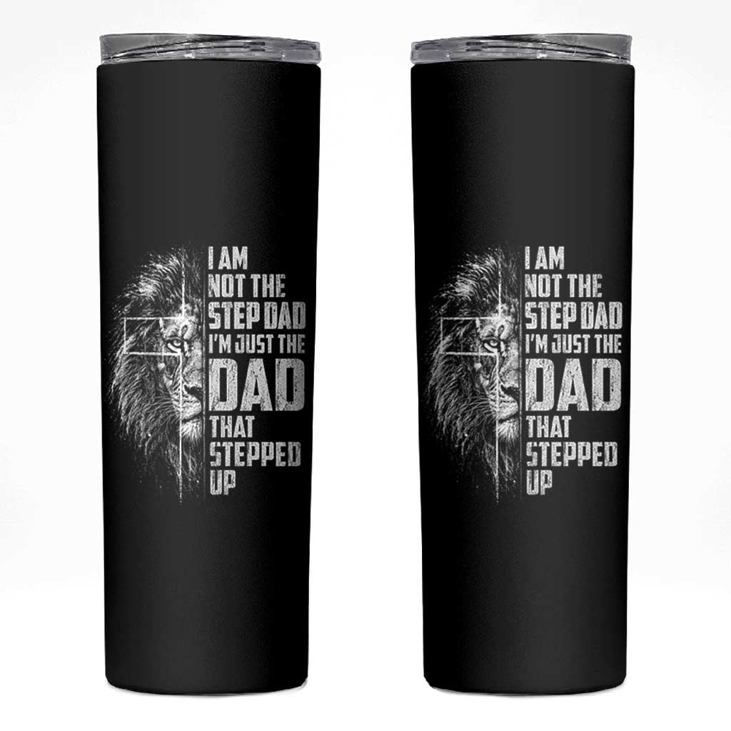 Bonus Dad Skinny Tumbler Stepdad Gifts From Stepdaughter Stepson Cross Lion Stepped Up Dad