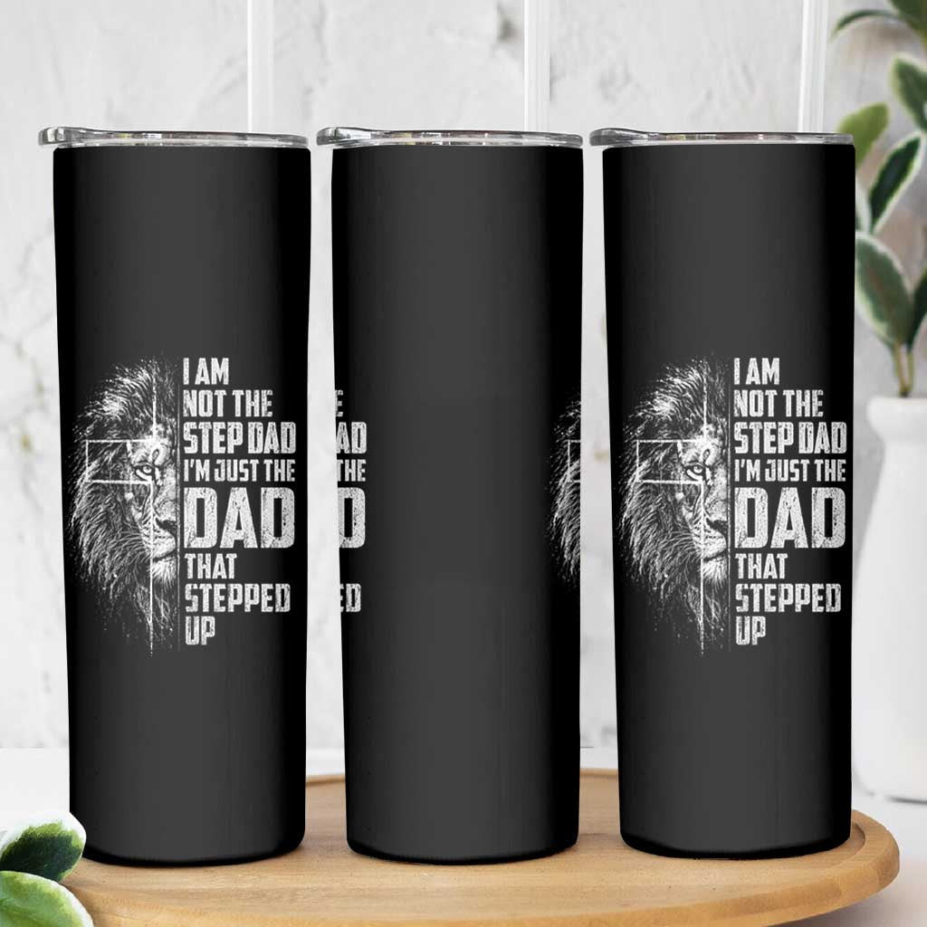 Bonus Dad Skinny Tumbler Stepdad Gifts From Stepdaughter Stepson Cross Lion Stepped Up Dad