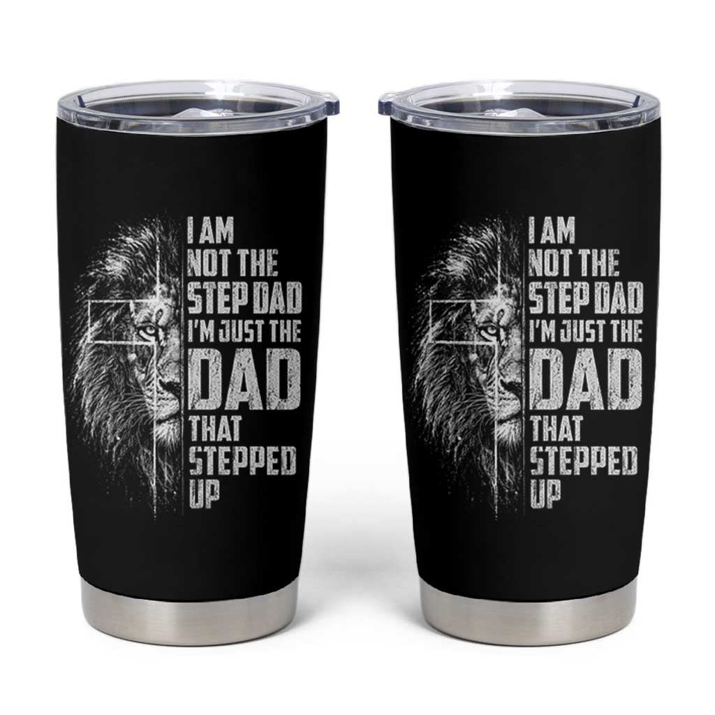 Bonus Dad Tumbler Cup Stepdad Gifts From Stepdaughter Stepson Cross Lion Stepped Up Dad