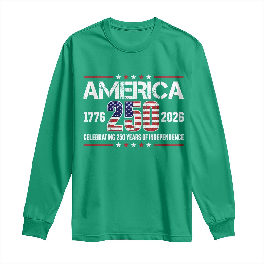 250th Anniversary Long Sleeve Shirt American 250 Years Birthday Patriotic 1776 2026